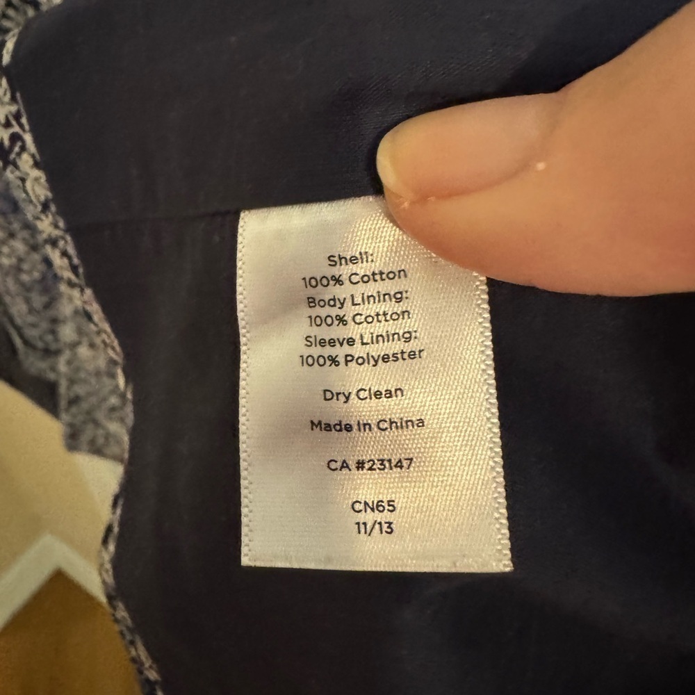 Talbots Tiny Ditsy Blue Floral Cotton Jacket Blazer Notch Collar Size 16 - Picture 9 of 12